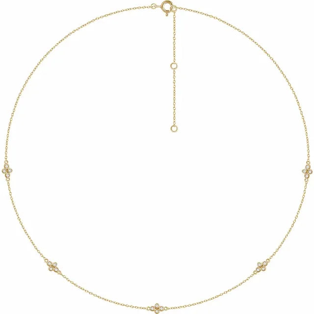 1/6 CTW Natural Diamond 5-Station Necklace on Yellow Gold