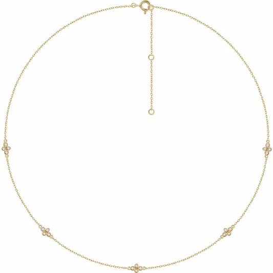 1/6 CTW Natural Diamond 5-Station Necklace on Yellow Gold