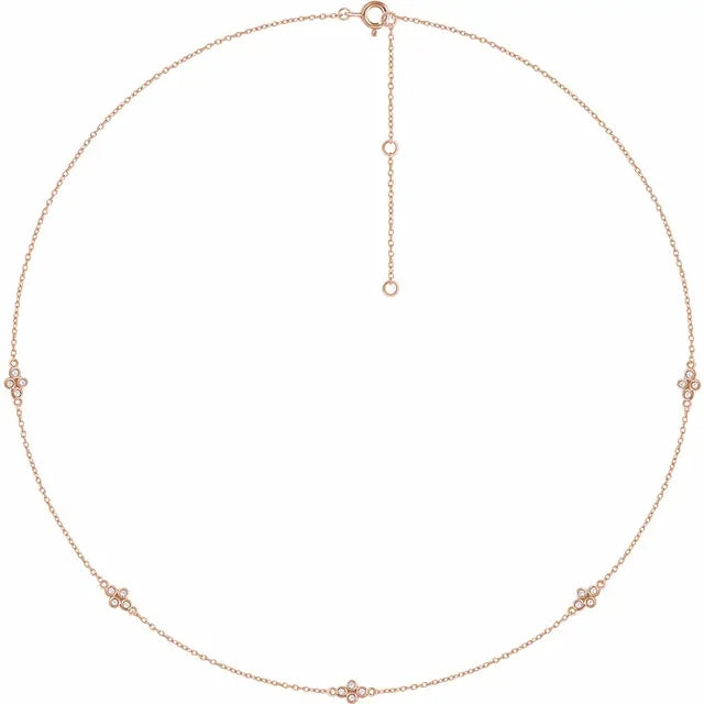 1/6 CTW Natural Diamond 5-Station Necklace on Rose Gold