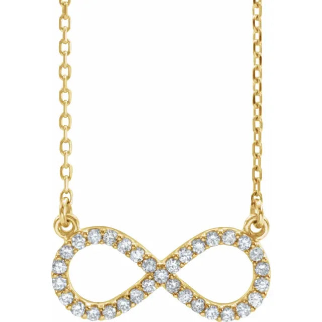 1/8 CTW Natural Diamond Infinity Necklace on Yellow gold