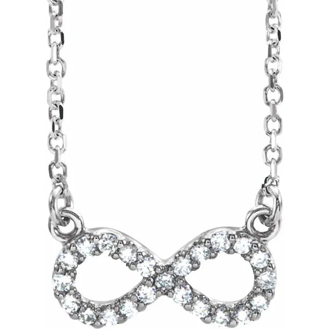 1/8 CTW Natural Diamond Infinity Necklace on white gold