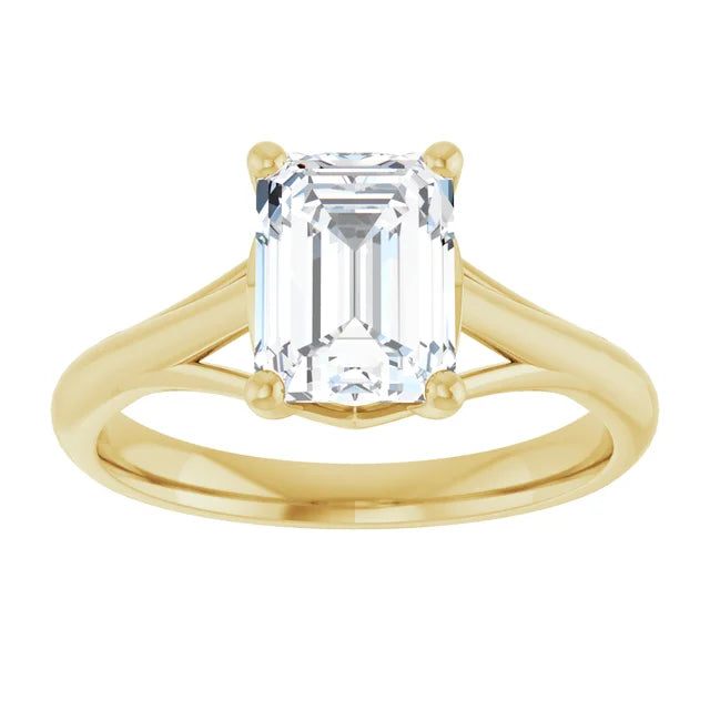 2 CT Emerald cut diamond engagement ring for women on yellow gold 