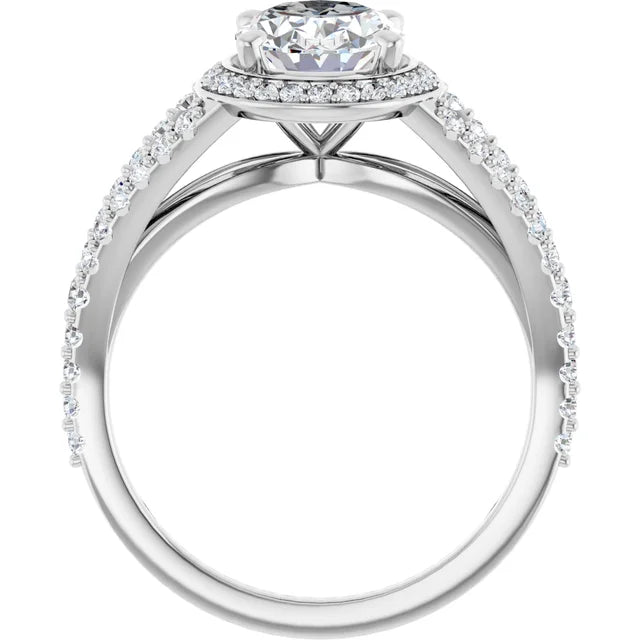 2 1/2 CTW Lab Grown Halo Style Oval Engagement Ring on white gold showing under gallery 