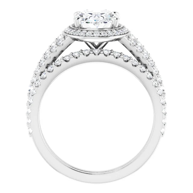 2 1/2 CTW Lab Grown Halo Style Oval Engagement Ring on White gold showing under gallery 