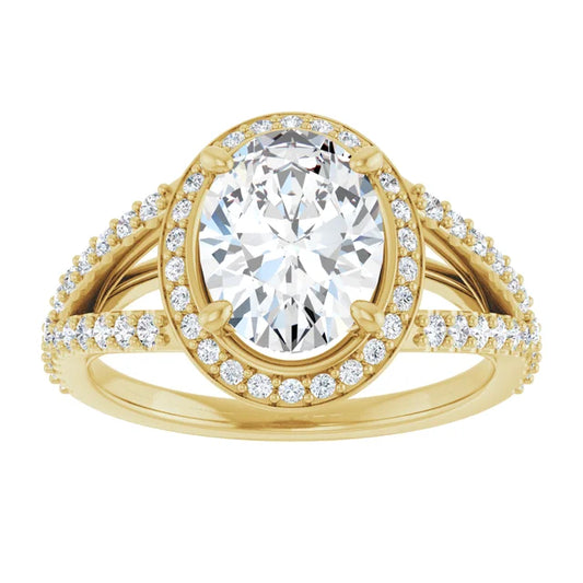 2 1/2 CTW Lab Grown Halo Style Oval Engagement Ring