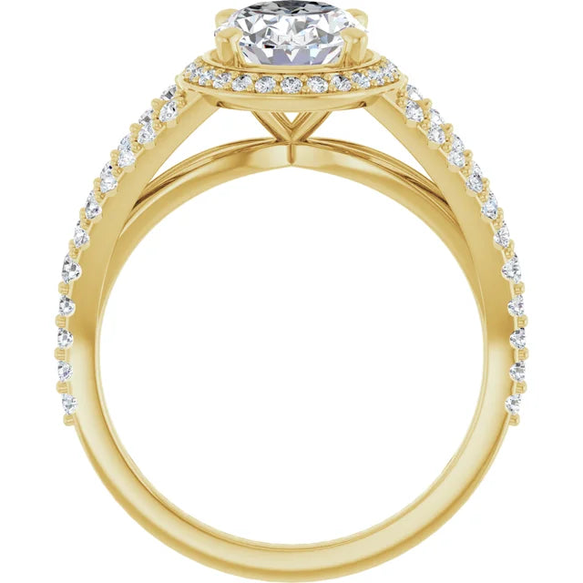 2 1/2 CTW Lab Grown Halo Style Oval Engagement Ring on Yellow gold showing under gallery 