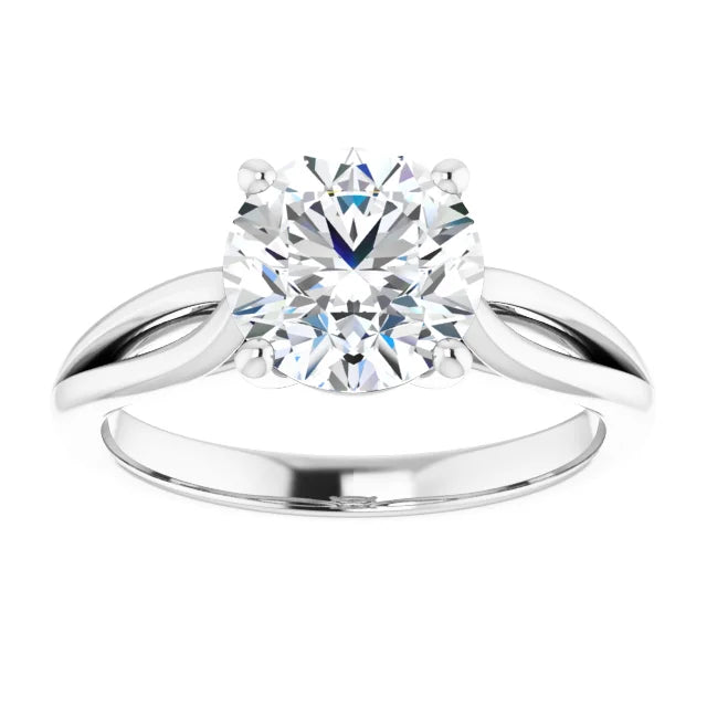 2 CT Split Shank round Lab Grown diamond engagement ring on White Gold