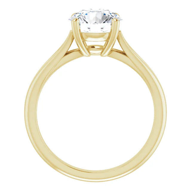 2 CT Split Shank round Lab Grown diamond engagement ring on yellow gold showing under gallery 