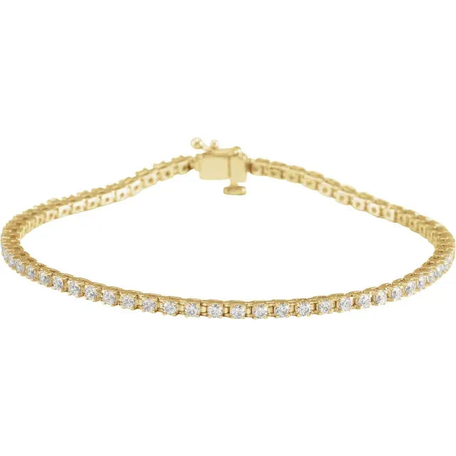 2 CTW Lab Grown Diamond Tennis Bracelet Yellow Gold