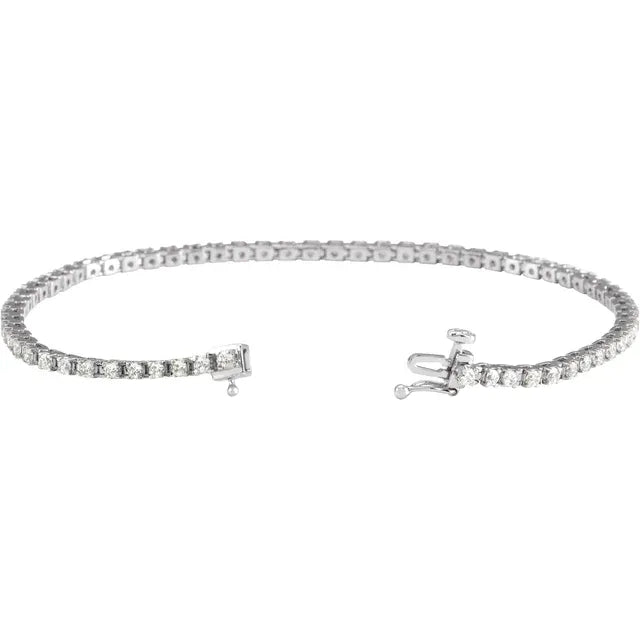 2 CTW Lab Grown Diamond Tennis Bracelet White gold open calsp