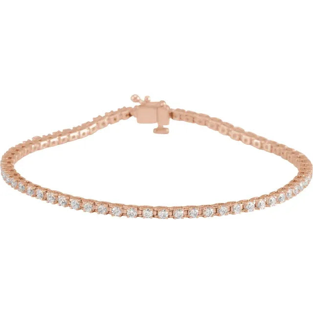 2 CTW Lab Grown Diamond Tennis Bracelet Rose Gold