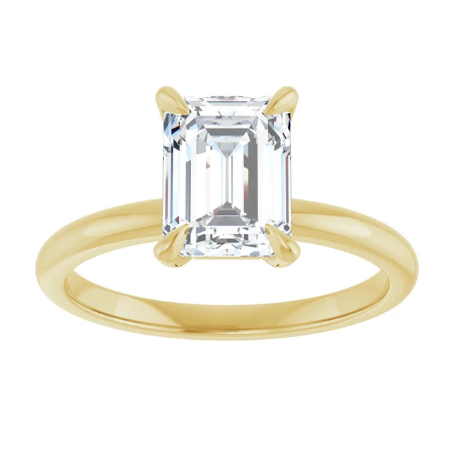 2 CT Emerald Cut Lab Grown Diamond Engagement Ring on Yellow gold