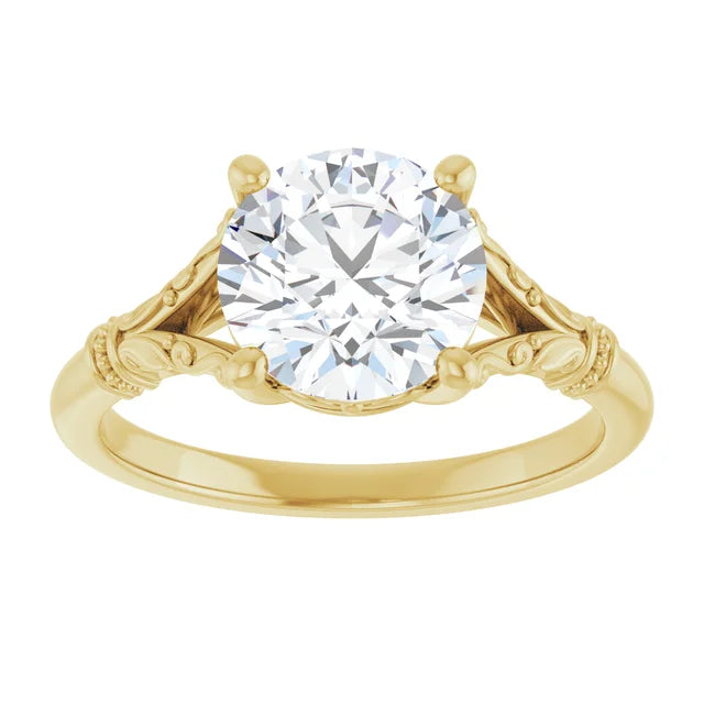 2 CT Vintage Split Shank Solitaire Diamond Engagement Ring on White Gold