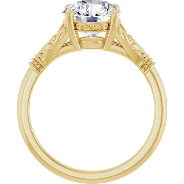 2 CT Vintage Split Shank Solitaire Diamond Engagement Ring in yellow gold showing under gallery 