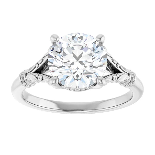 2 CT Vintage Split Shank Solitaire Diamond Engagement Ring in white gold