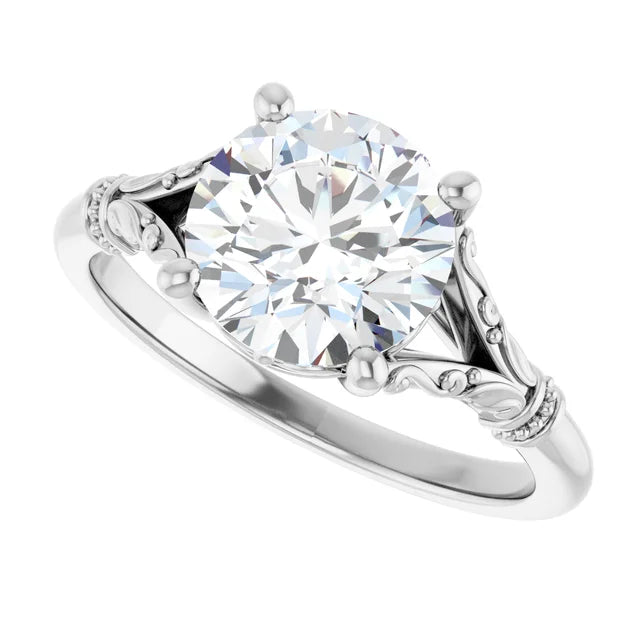 2 CT Vintage Split Shank Solitaire Diamond Engagement Ring  in platinum 
