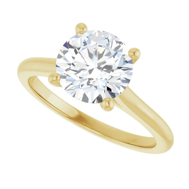 2 CT Round solitaire Diamond engagement Ring on Yellow Gold
