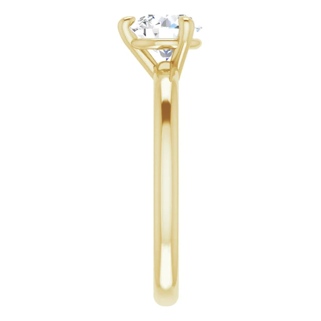 3-Prong Classic 1 CT Round Lab Grown Diamond Solitaire Engagement Ring on yellow gold showing shank from the side 