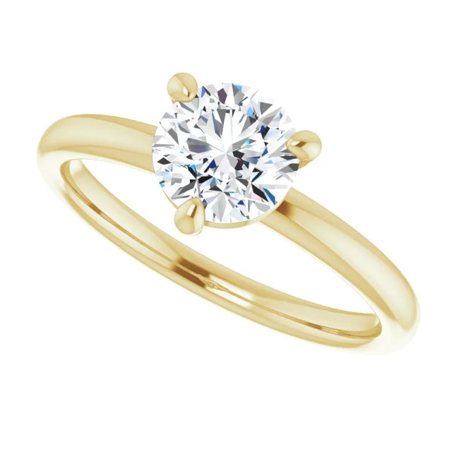 3-Prong Classic 1 CT Round Lab Grown Diamond Solitaire Engagement Ring for women on yellow gold 