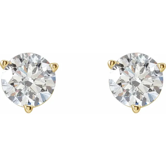 Lab Grown Diamond Studs Yellow Gold showing stones