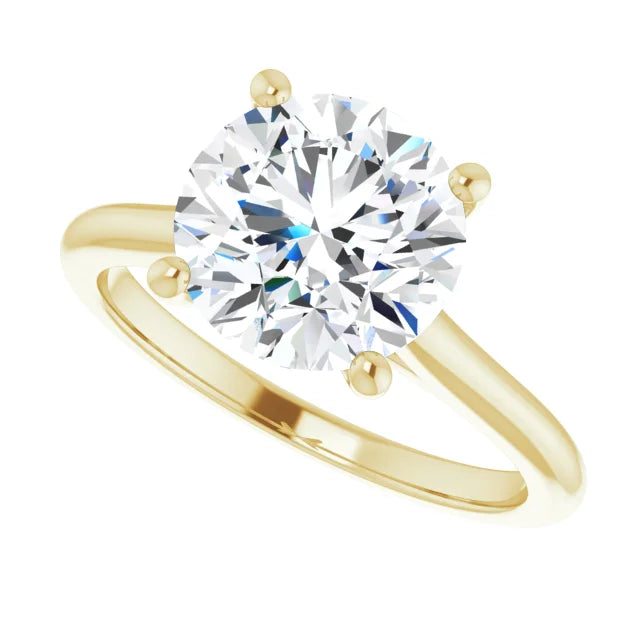 3 CT Round solitaire Diamond engagement Ring on Yellow Gold
