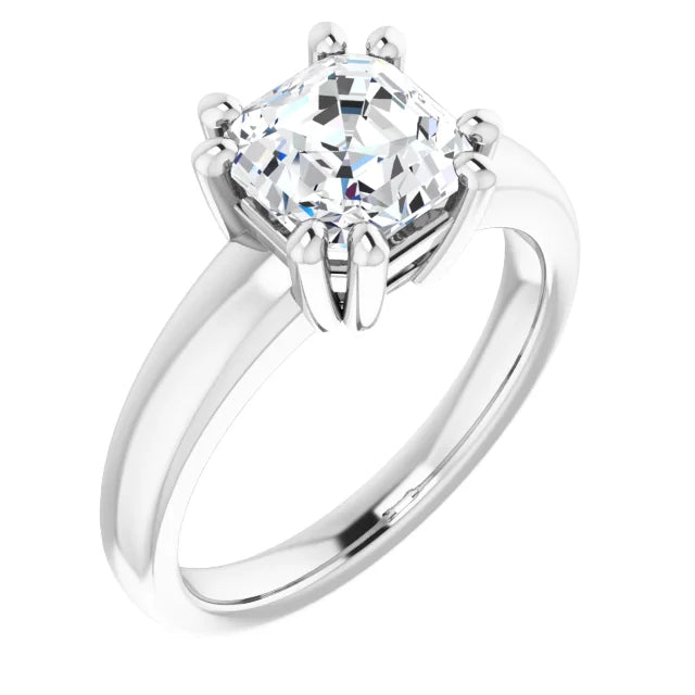 3 CTW 8 Prong asscher Solitaire Diamond engagement Ring for women in Platinum