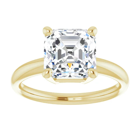 3 CT Asscher Cut Solitaire Diamond Engagement Ring For Women Yellow Gold