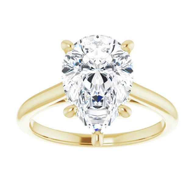 3 CT Pear Shape Lab Grown Solitaire Diamond engagement Ring 