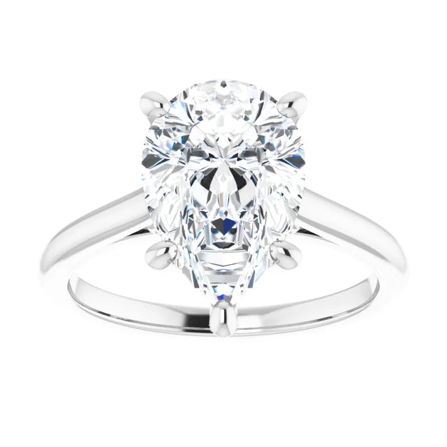 3 CT Pear Shape Lab Grown Solitaire Diamond engagement Ring on white gold