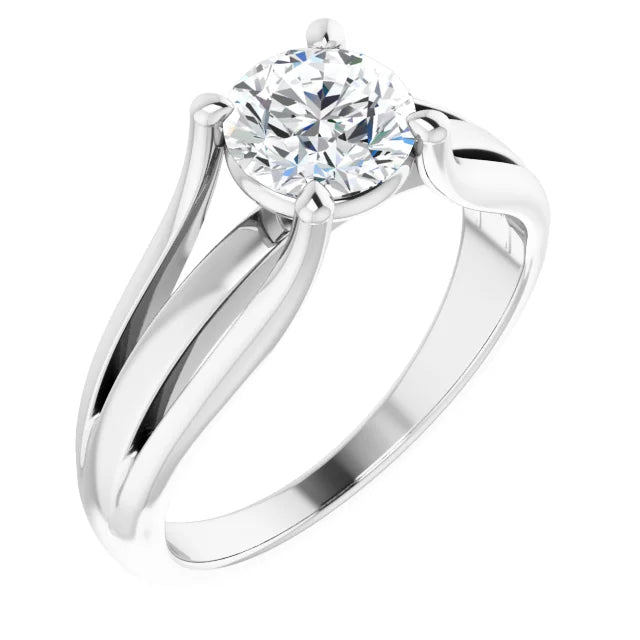 1 CT Round Solitaire lab Grown Diamond Engagement Ring on white gold sideway picture 