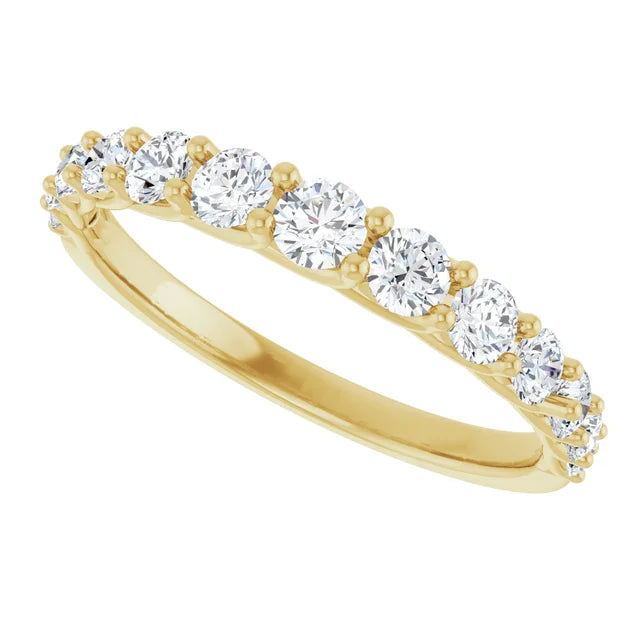 3/4 CTW Lab-Grown Diamond Wedding Band for women on yellow gold sideway picture