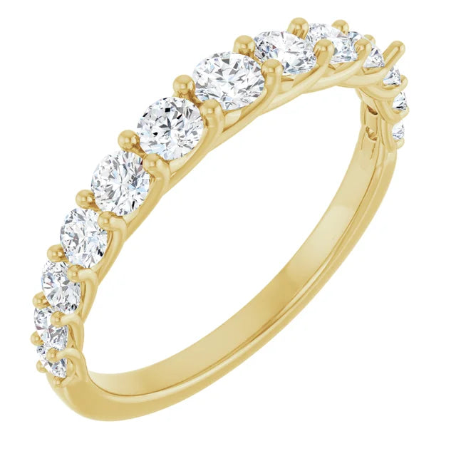 3/4 CTW Lab-Grown Diamond Wedding Band for women on yellow gold picture from the side 