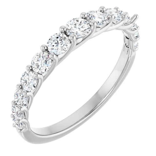 3/4 CTW Lab-Grown Diamond Wedding Band for women on white gold showing the side of the ring 