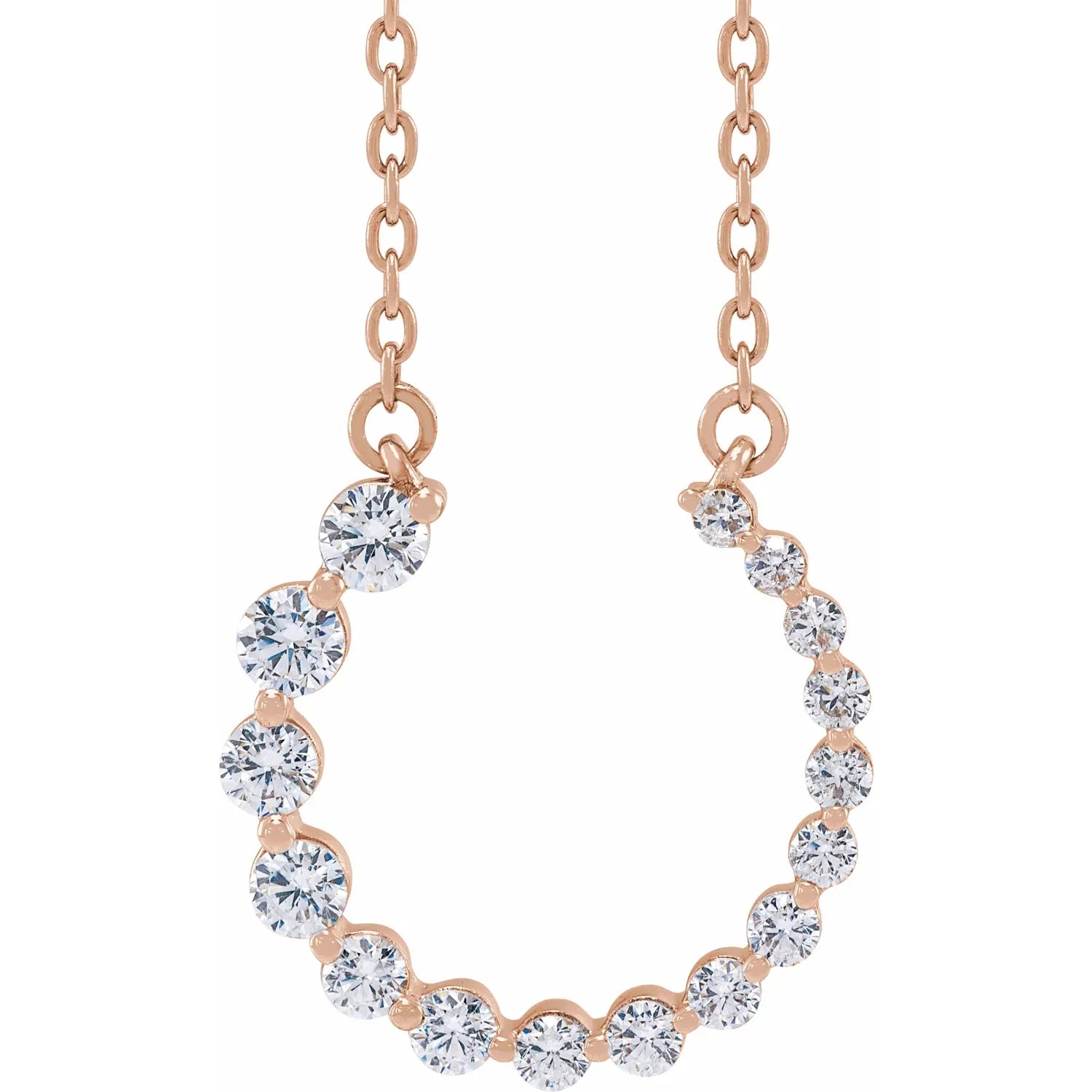 3/8 CTW Diamond Graduated Circle Necklace on Rose Gold