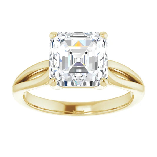 3 CT Asshcer Solitaire Diamond Engagement ring for women in yellow gold