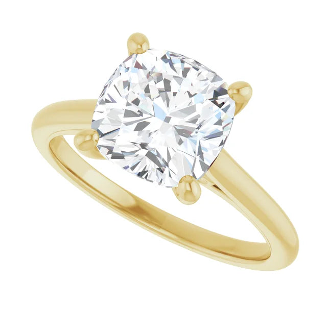 3 CT Cushion cut Lab Grown Diamond Engagement Ring for Women in Yellow gold
