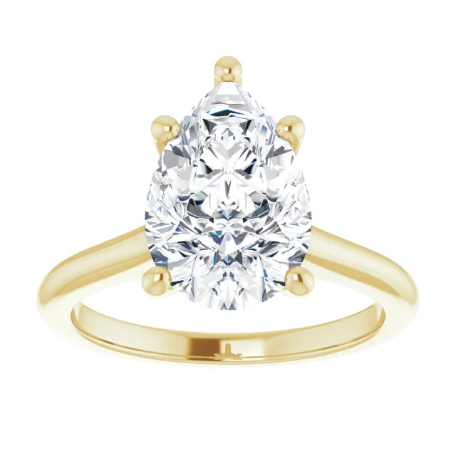 3 CT Pear Diamond Solitaire engagement Ring for women in Yellow Gold