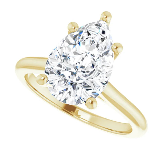 sideway picture for 1 CT Pear Diamond Solitaire engagement Ring for women 
