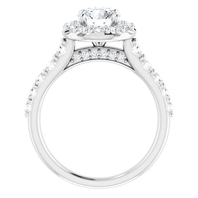 2 CTW Halo Style Lab Grown Diamond Engagement Ring 