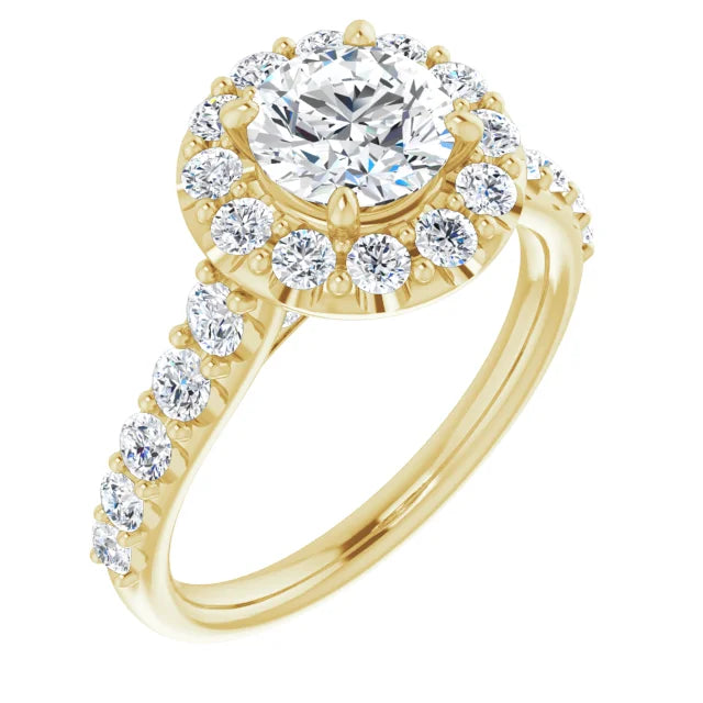 2 CTW Halo Style Lab Grown Diamond Engagement Ring 14K Yellow Gold