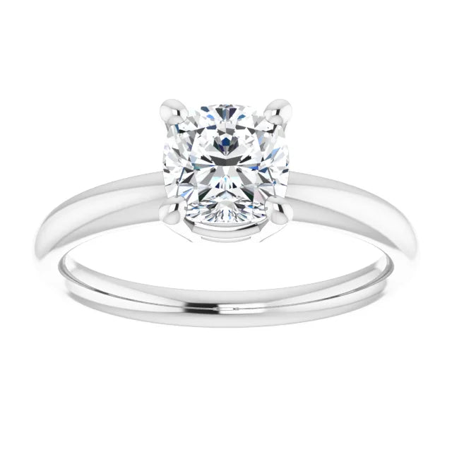 Cushion cut diamond solitaire engagement ring for women 1 CT 14K White gold