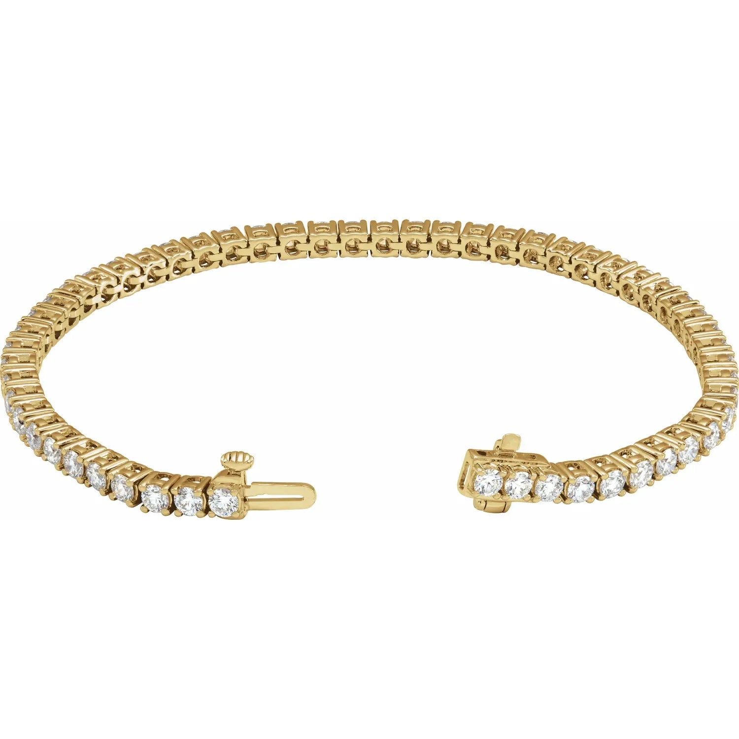 5 CTW Lab Grown Diamond Tennis Bracelet Yellow Gold Open Clasp