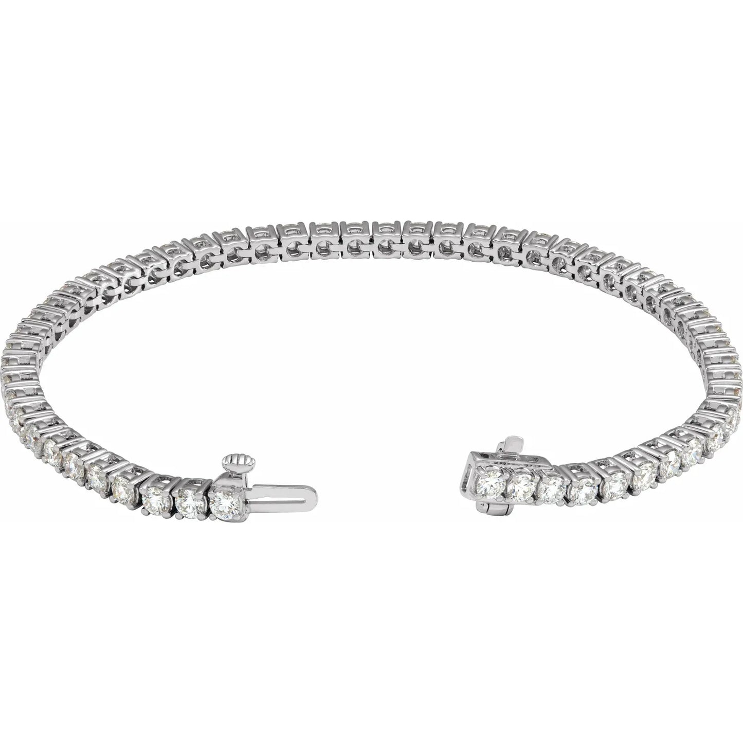 5 CTW Lab Grown Diamond Tennis Bracelet White Gold open clasp 