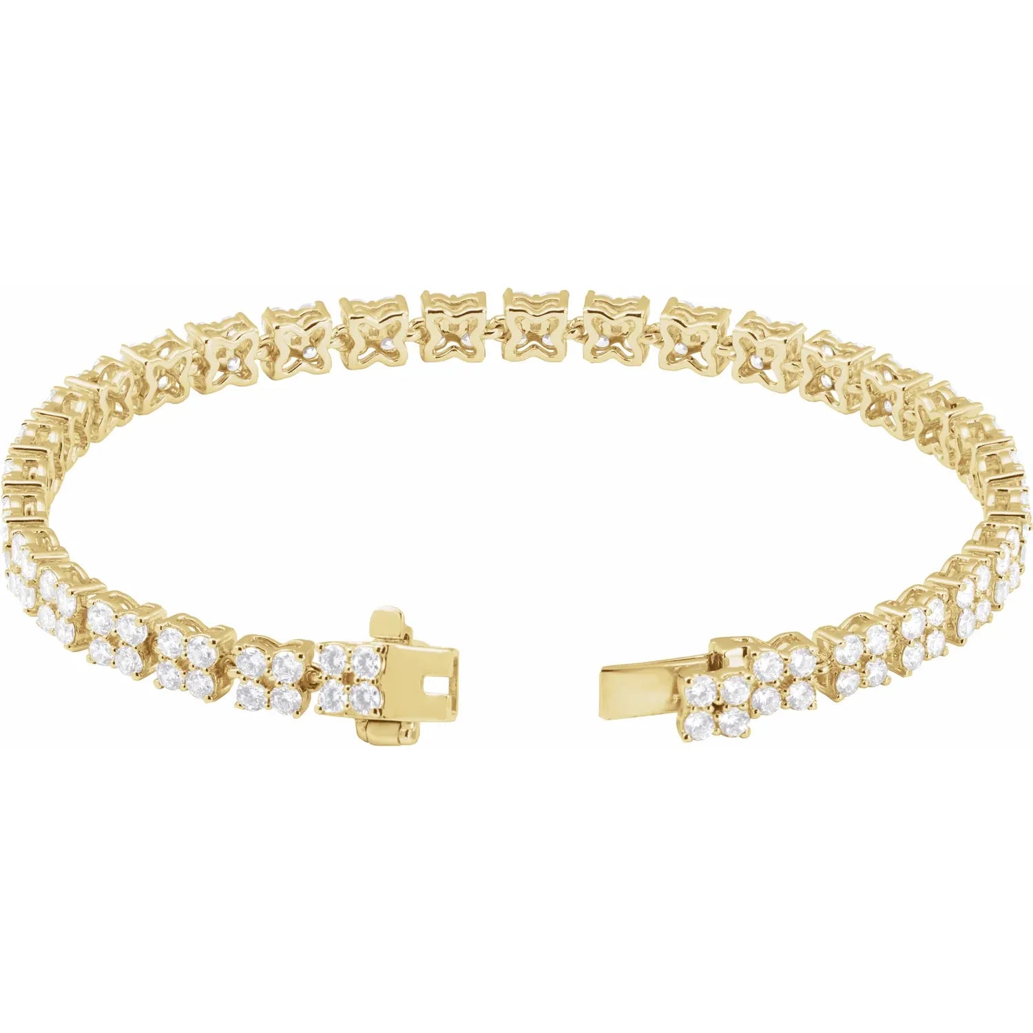 5 1/3 CTW Lab-Grown Diamond Tennis Bracelet yellow gold open clasp 