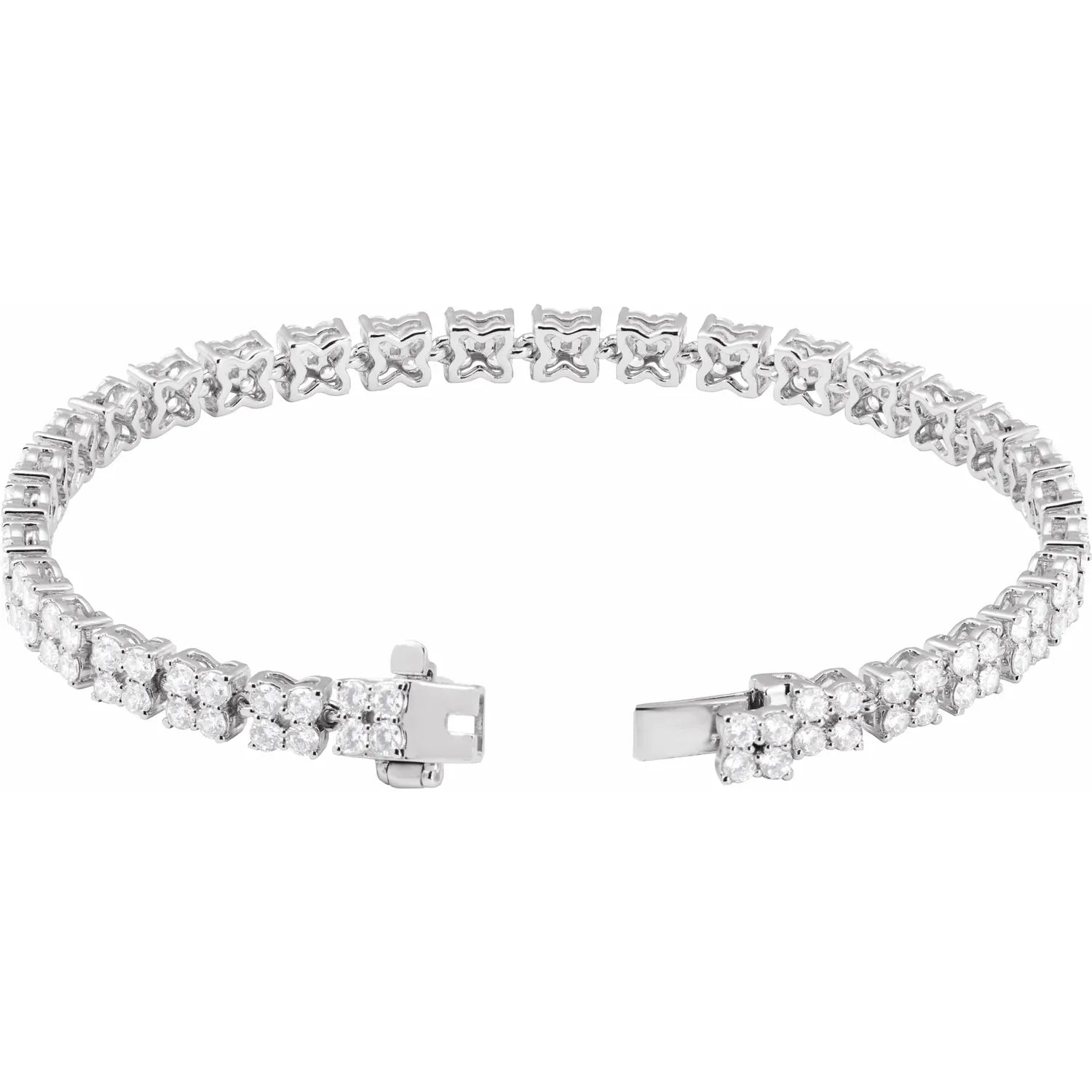 5 1/3 CTW Lab-Grown Diamond Tennis Bracelet White Gold open Clasp