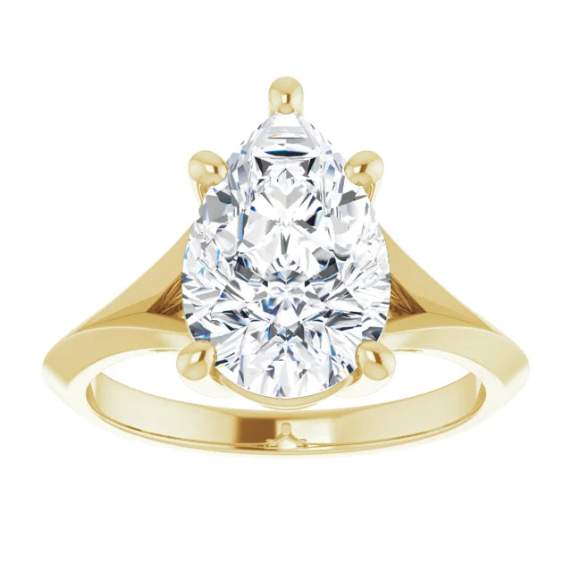 3 CT 5-Prong Pear shape certified  lab Grown Engagement Ring for women 