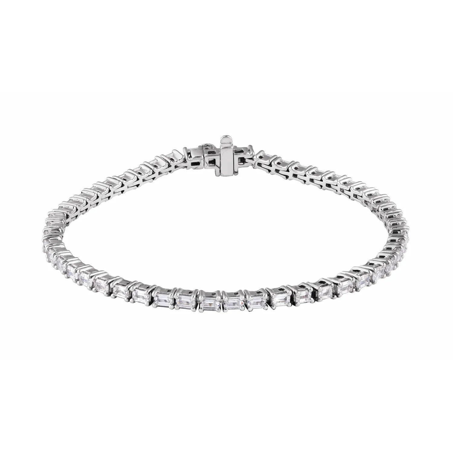 5 CTW Emerald Cut Lab Grown Diamond Tennis Bracelet White Gold