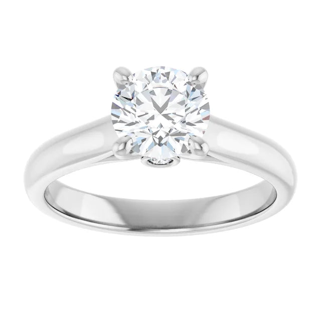 1 CTW Lab Grown Solitaire Diamond engagement Ring white Gold Showing Center Stone