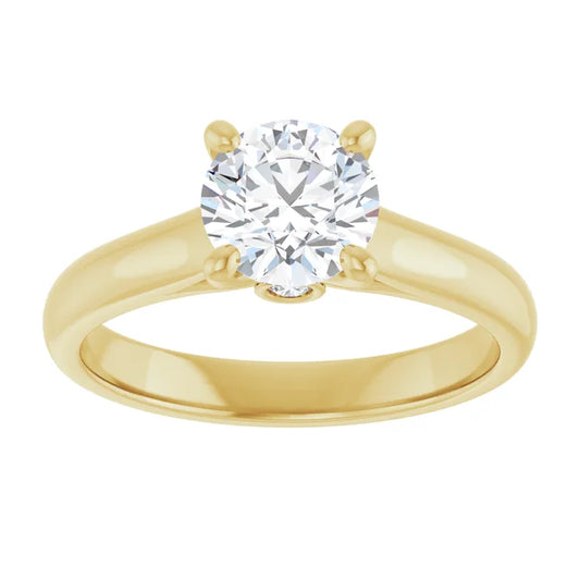 1 CTW Lab Grown Solitaire Diamond engagement Ring Yellow Gold Showing Center Stone 