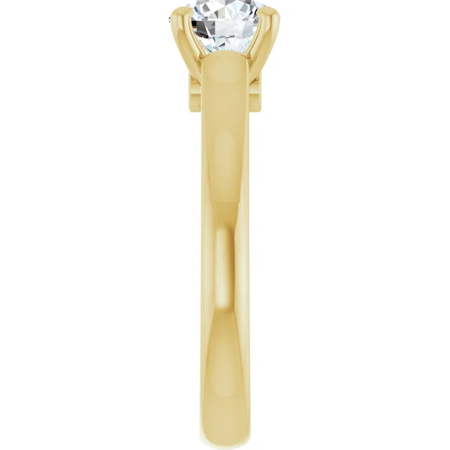 1 CTW Lab Grown Solitaire Diamond engagement Ring on yellow gold showing shank 